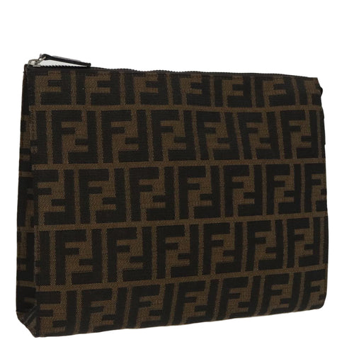 FENDI Zucca Canvas Clutch Bag Brown Black100167