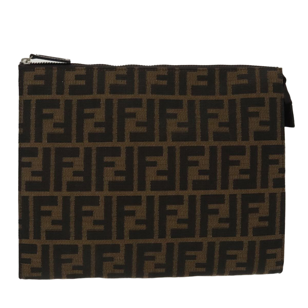 FENDI Zucca Canvas Clutch Bag Brown Black100167