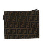 FENDI Zucca Canvas Clutch Bag Brown Black100167
