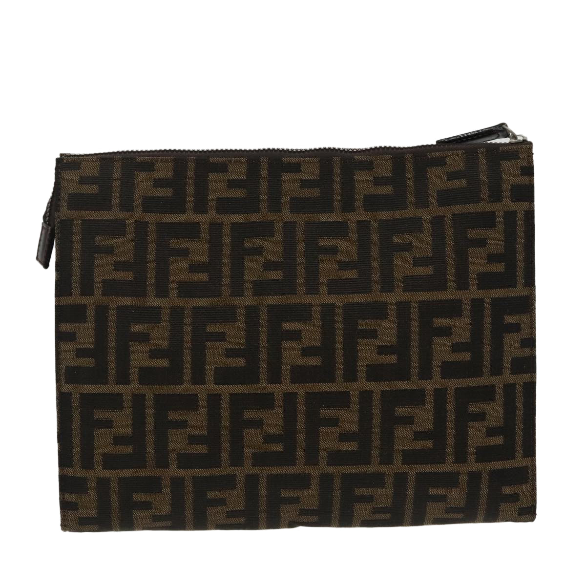 FENDI Zucca Canvas Clutch Bag Brown Black100167