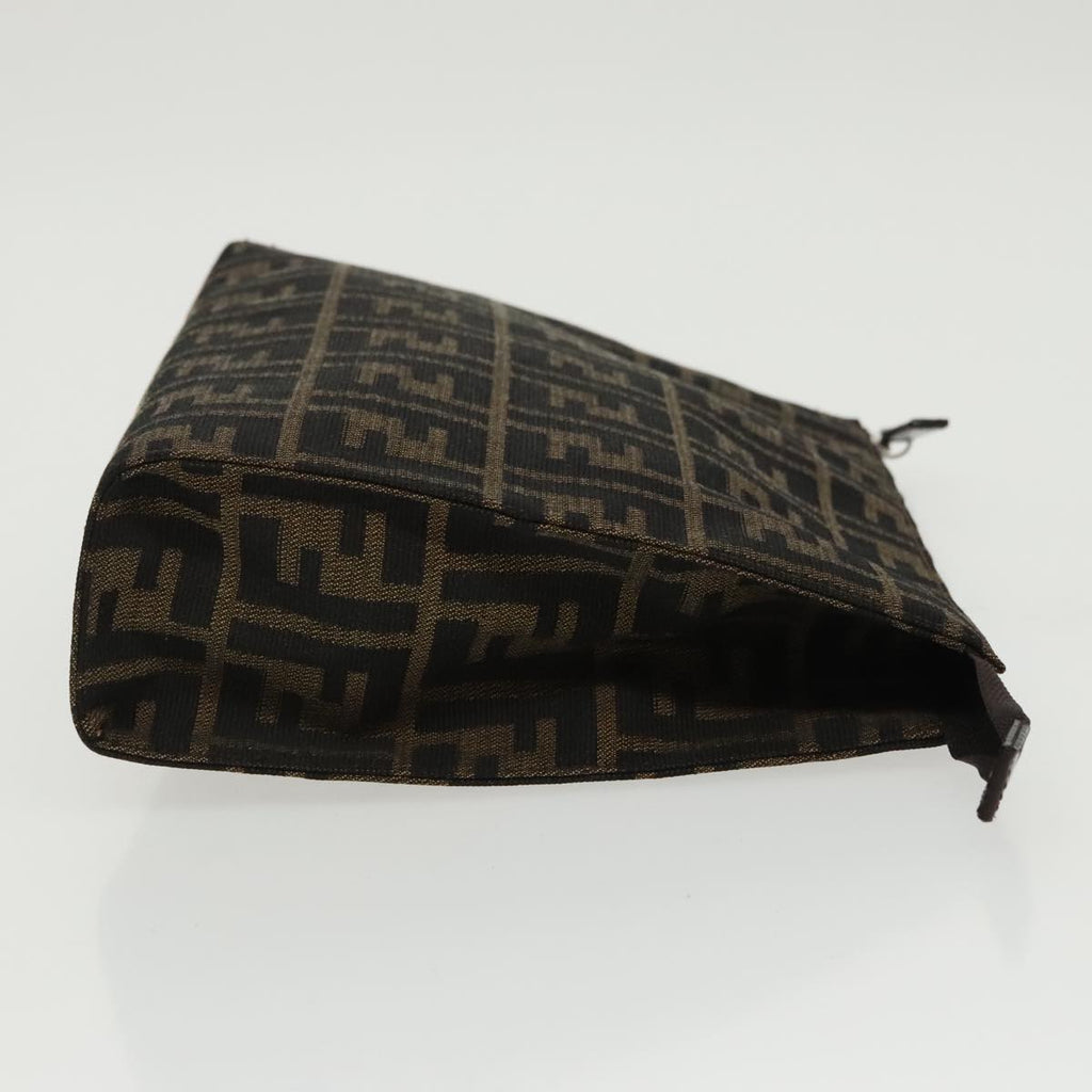 FENDI Zucca Canvas Clutch Bag Brown Black100167