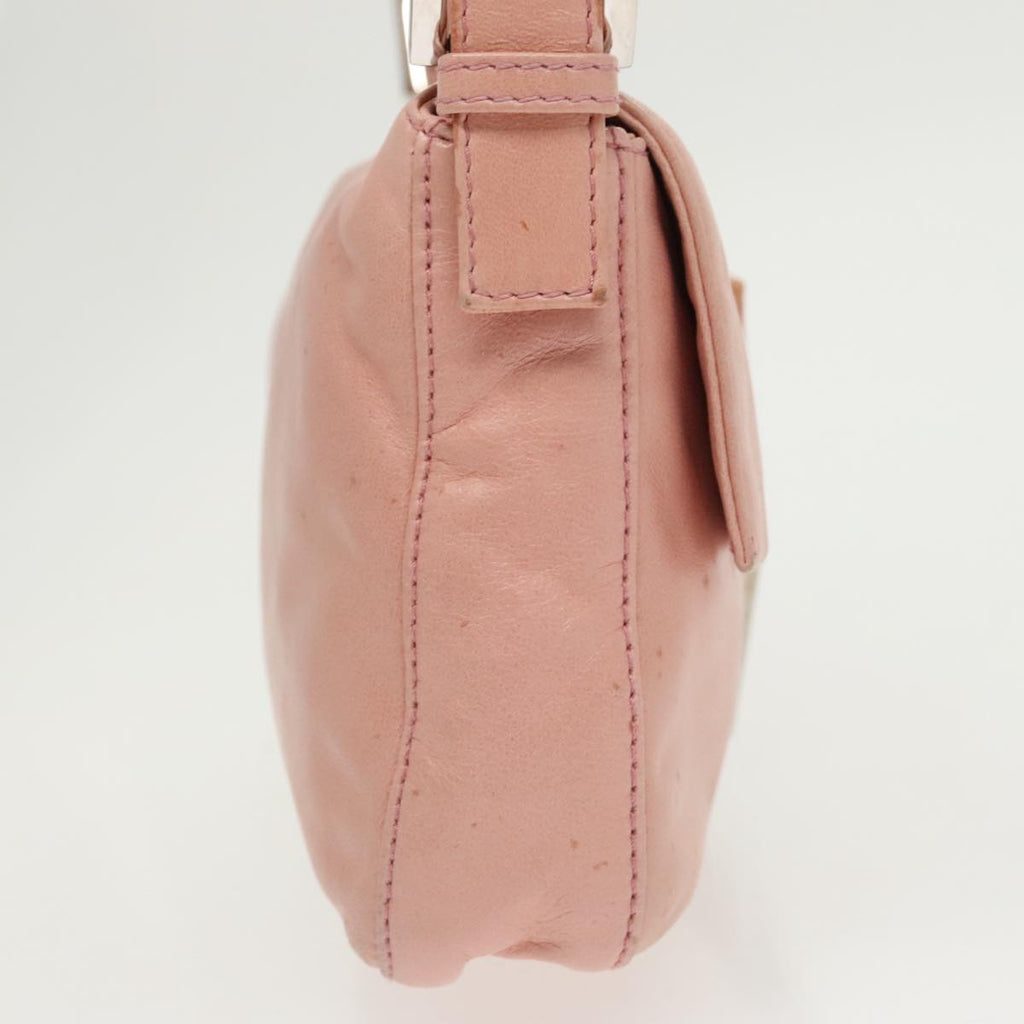 FENDI Mamma Baguette Shoulder Bag Leather Pink Silver100213