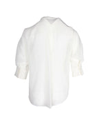Chloe Scarf Collar Blouse in White Silk