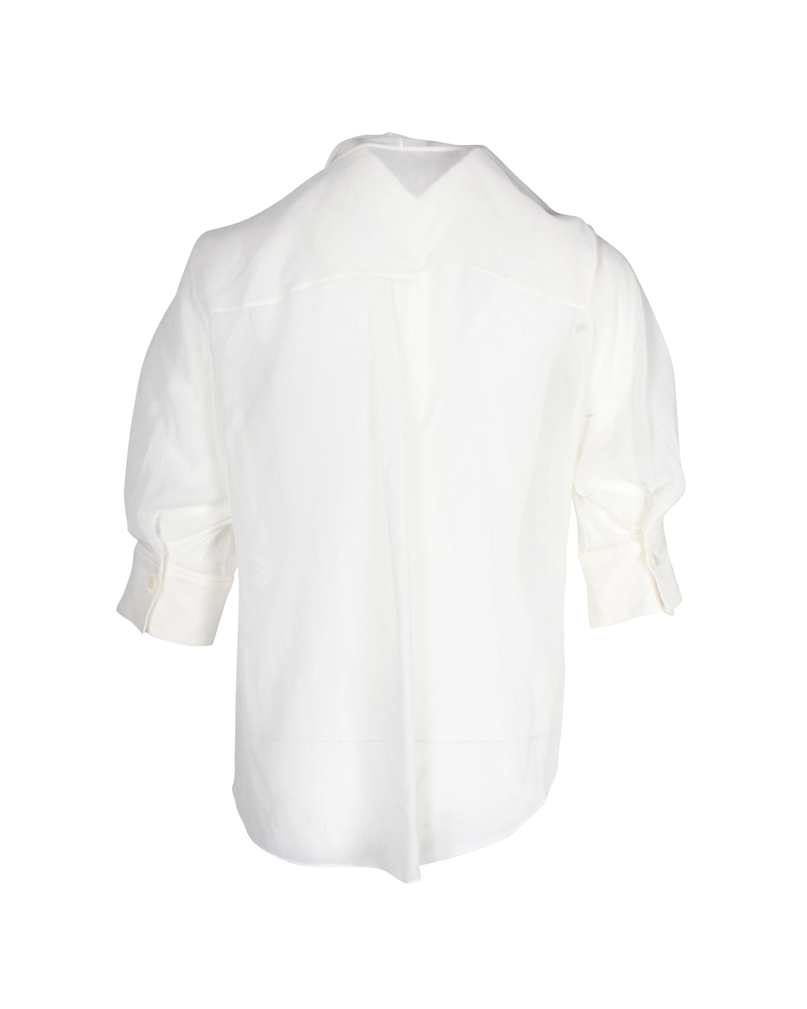 Chloe Scarf Collar Blouse in White Silk