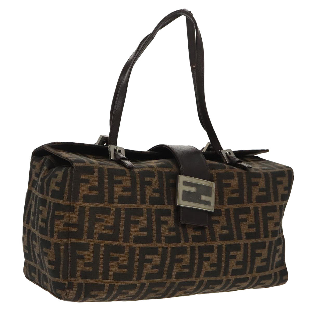 FENDI Zucca Canvas Mamma Baguette Shoulder Bag Brown Black Silver100278