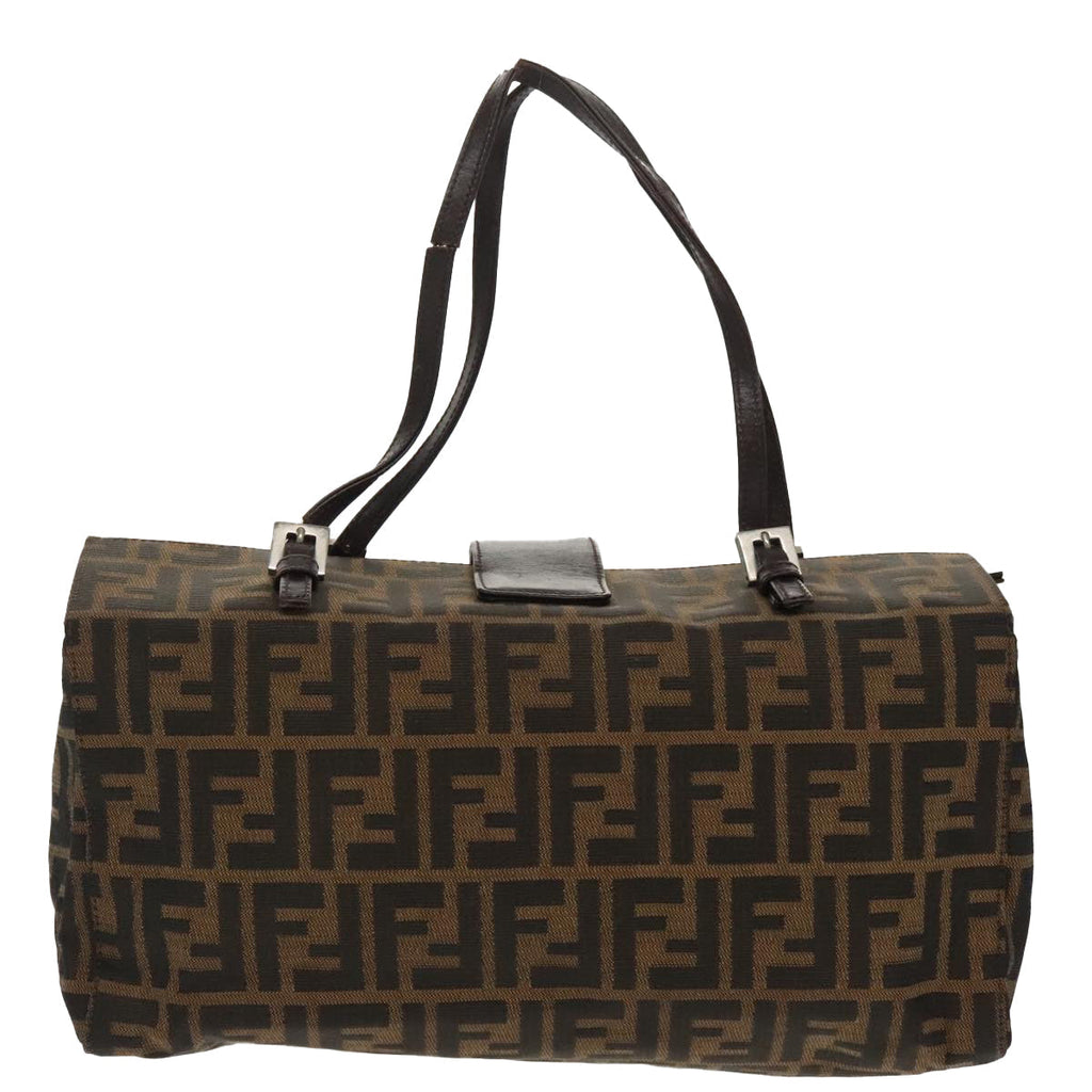 FENDI Zucca Canvas Mamma Baguette Shoulder Bag Brown Black Silver100278