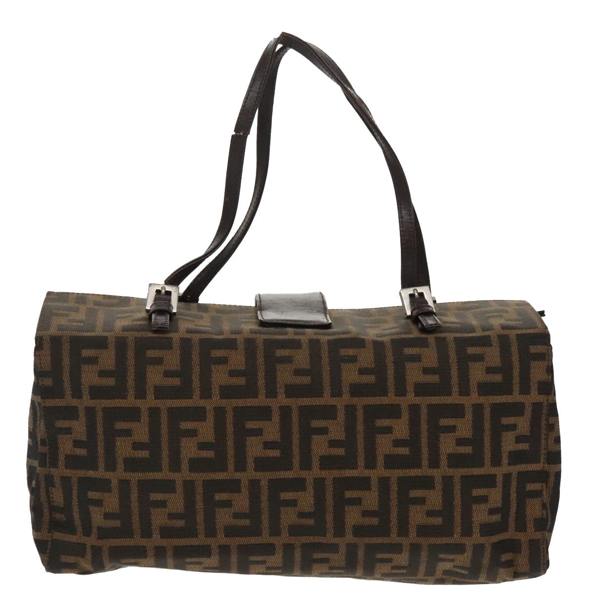 FENDI Zucca Canvas Mamma Baguette Shoulder Bag Brown Black Silver100278