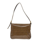 FENDI Zucchino Canvas Mamma Baguette Shoulder Bag Enamel Brown Gold100279