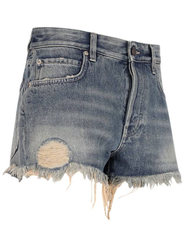 Balenciaga Back logo patch denim shorts blue