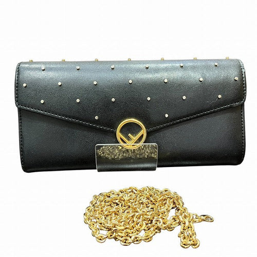 Fendi Leather Studded Chain Wallet 8M0365
