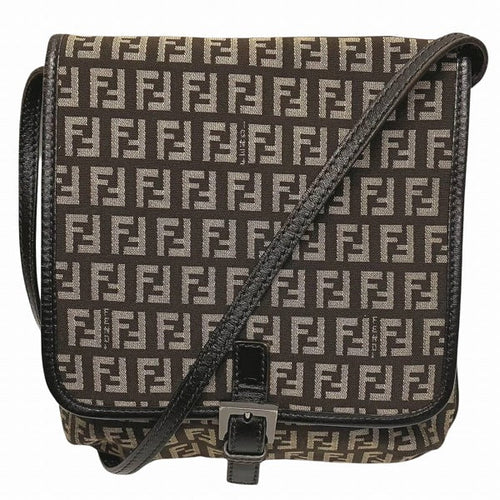 Fendi Zucchino Canvas Leather Shoulder Bag 8BT052