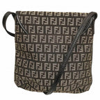 Fendi Zucchino Canvas Leather Shoulder Bag 8BT052