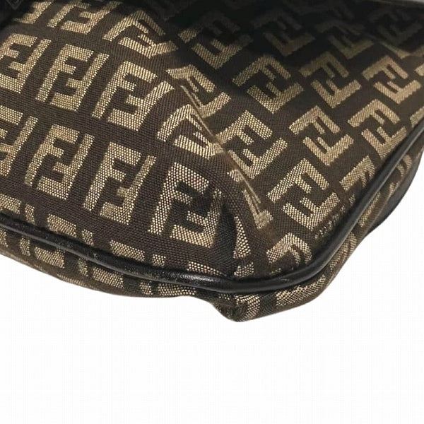 Fendi Zucchino Canvas Leather Shoulder Bag 8BT052