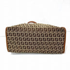 Fendi Zucchino Canvas Leather Handbag 8BL070