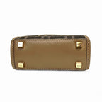 Fendi Sunshine Mini Shopper Canvas Leather Bag