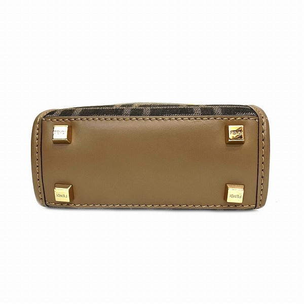 Fendi Sunshine Mini Shopper Canvas Leather Bag