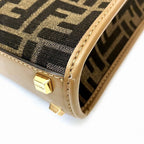 Fendi Sunshine Mini Shopper Canvas Leather Bag