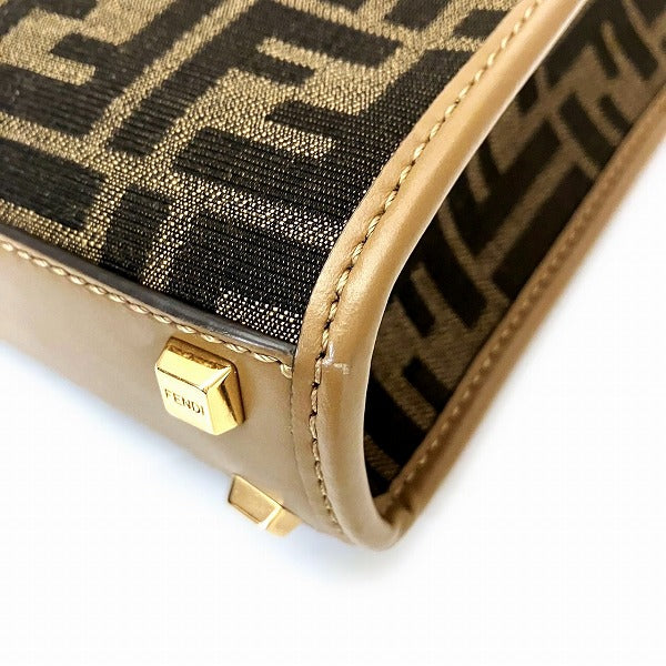 Fendi Sunshine Mini Shopper Canvas Leather Bag