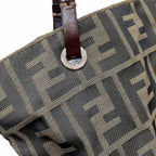 Fendi Zucca Canvas Leather Tote Bag
