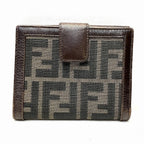 Fendi Zucca Bifold Wallet Canvas Leather