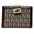 Fendi Zucchino Bifold Wallet Canvas Leather