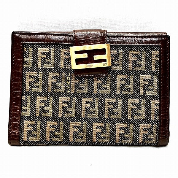 Fendi Zucchino Bifold Wallet Canvas Leather