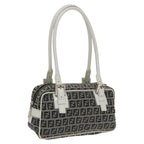 FENDI Zucchino Canvas Hand Bag Navy Silver100682