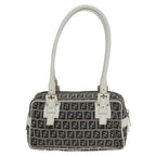 FENDI Zucchino Canvas Hand Bag Navy Silver100682