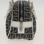 FENDI Zucchino Canvas Hand Bag Navy Silver100682