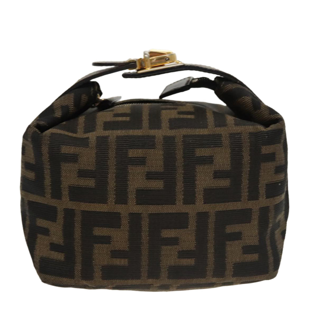 FENDI Zucca Canvas Vanity Pouch Brown Black gold100694