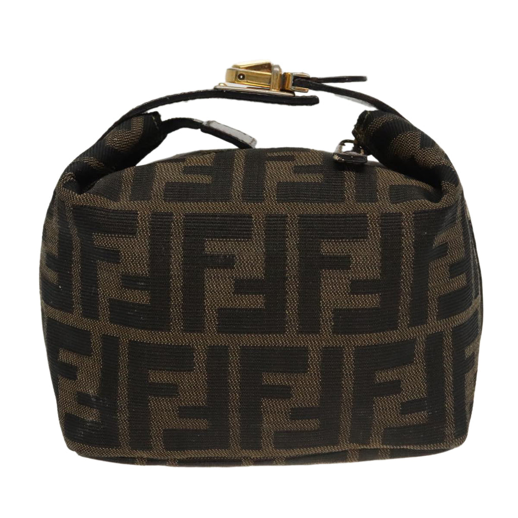 FENDI Zucca Canvas Vanity Pouch Brown Black gold100694