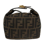 FENDI Zucca Canvas Vanity Pouch Brown Black gold100694