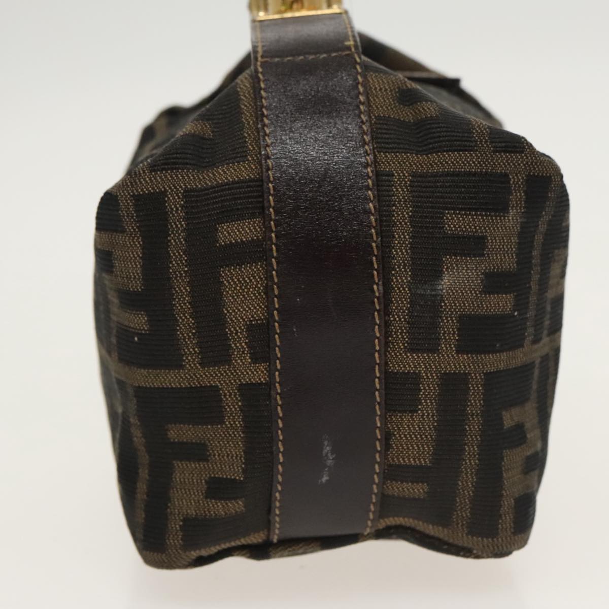 FENDI Zucca Canvas Vanity Pouch Brown Black gold100694