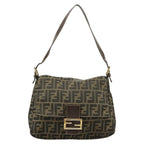 FENDI Zucca Canvas Mamma Baguette Shoulder Bag Brown Black100706