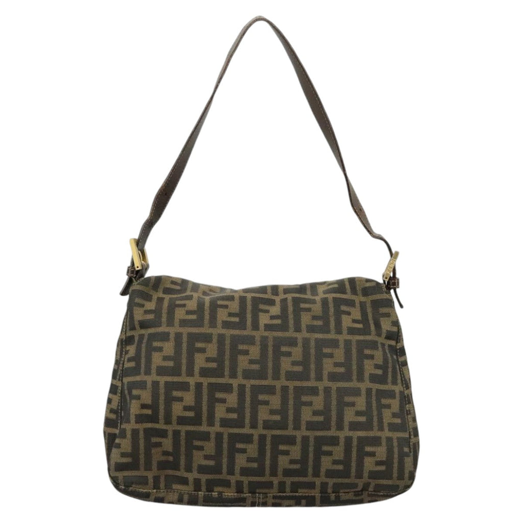 FENDI Zucca Canvas Mamma Baguette Shoulder Bag Brown Black100706