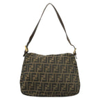 FENDI Zucca Canvas Mamma Baguette Shoulder Bag Brown Black100706