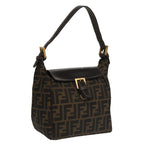 FENDI Zucca Canvas Hand Bag Brown Black gold100727