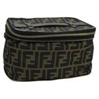 FENDI Zucca Canvas Vanity Pouch Brown Black gold100790