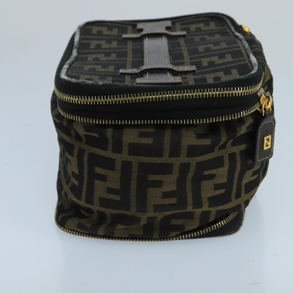 FENDI Zucca Canvas Vanity Pouch Brown Black gold100790