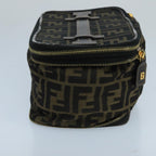 FENDI Zucca Canvas Vanity Pouch Brown Black gold100790