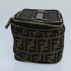 FENDI Zucca Canvas Vanity Pouch Brown Black gold100790