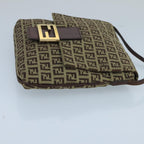 FENDI Zucchino Canvas Shoulder Bag Beige Gold100792