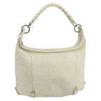 FENDI Zucchino Canvas Shoulder Bag White100795