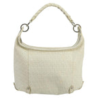 FENDI Zucchino Canvas Shoulder Bag White100795