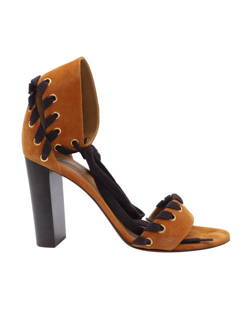 Chloe Miles Lace Up Sandals in Brown Suede