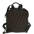 FENDI Zucca Canvas Backpack Brown Black gold101005