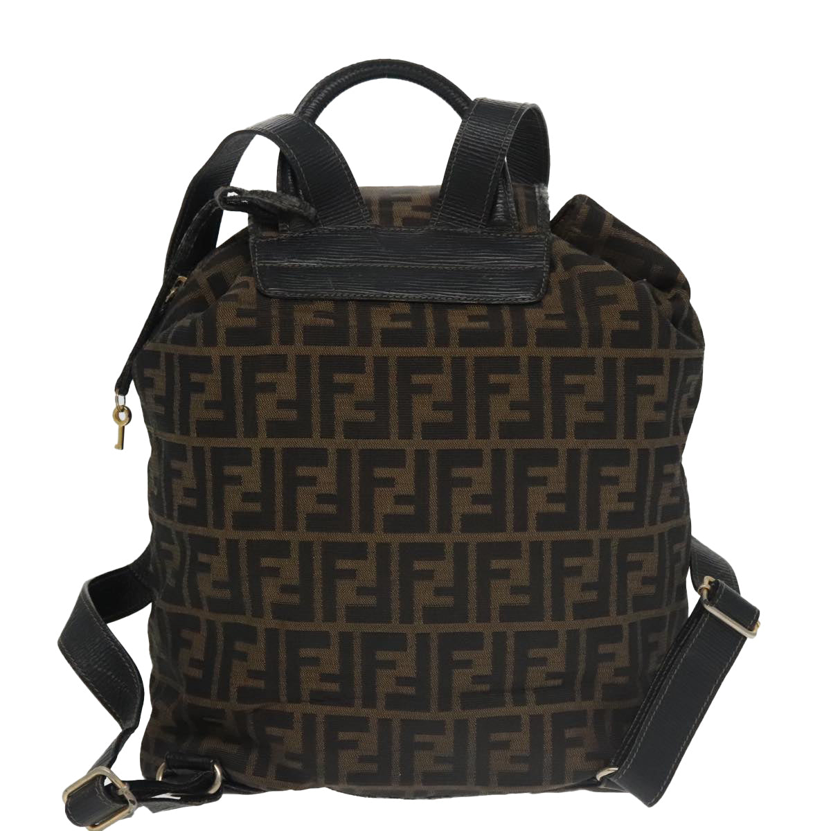 FENDI Zucca Canvas Backpack Brown Black gold101005