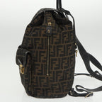 FENDI Zucca Canvas Backpack Brown Black gold101005