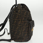 FENDI Zucca Canvas Backpack Brown Black gold101005
