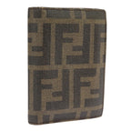 FENDI Zucca Canvas Card Case Black Brown101122